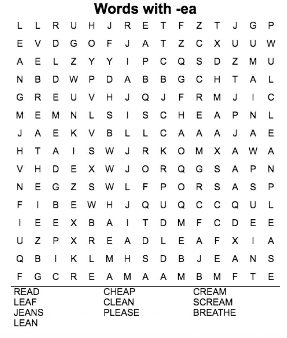 Word Search -ea Sound