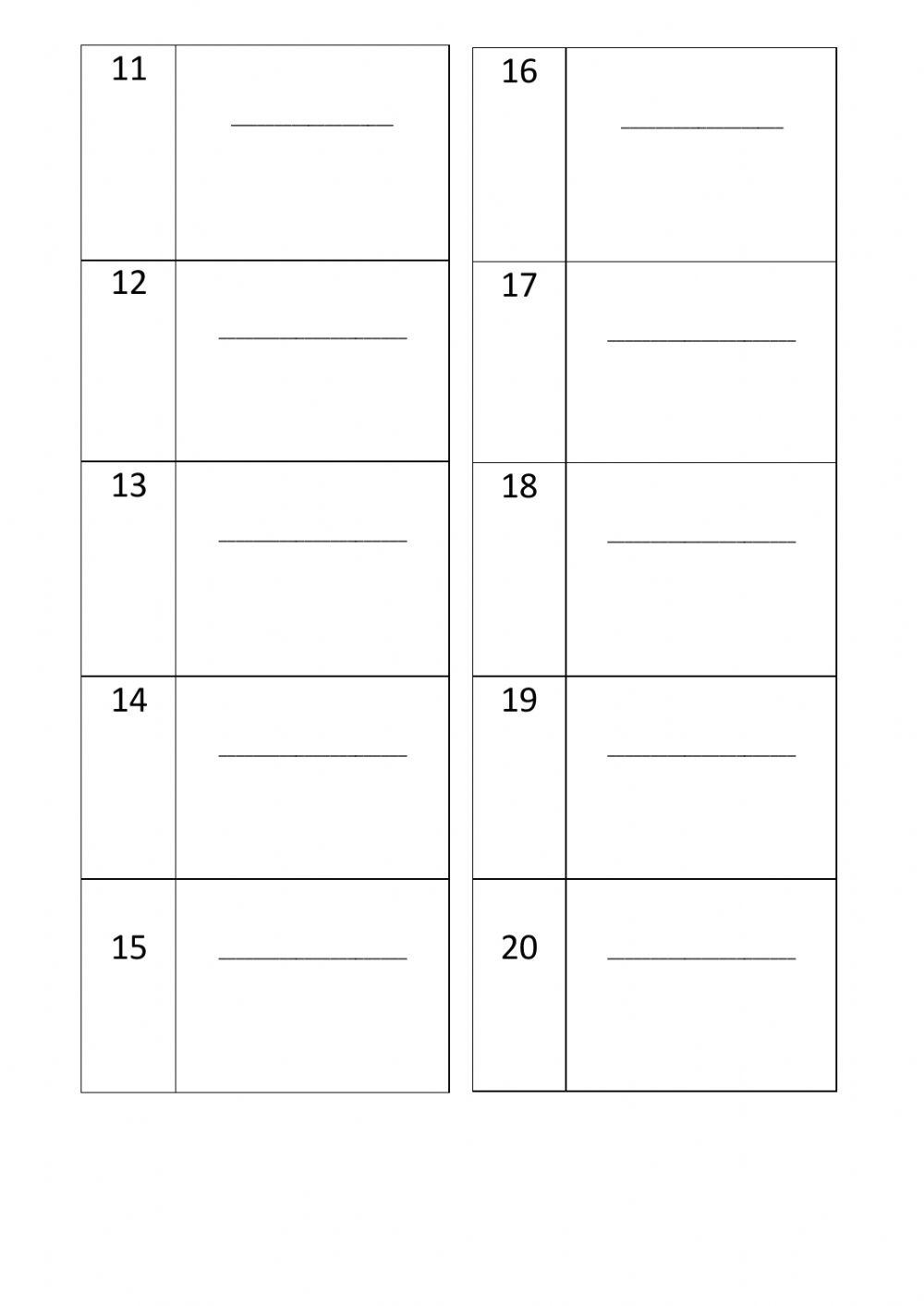 Write numbers from 1 to 10