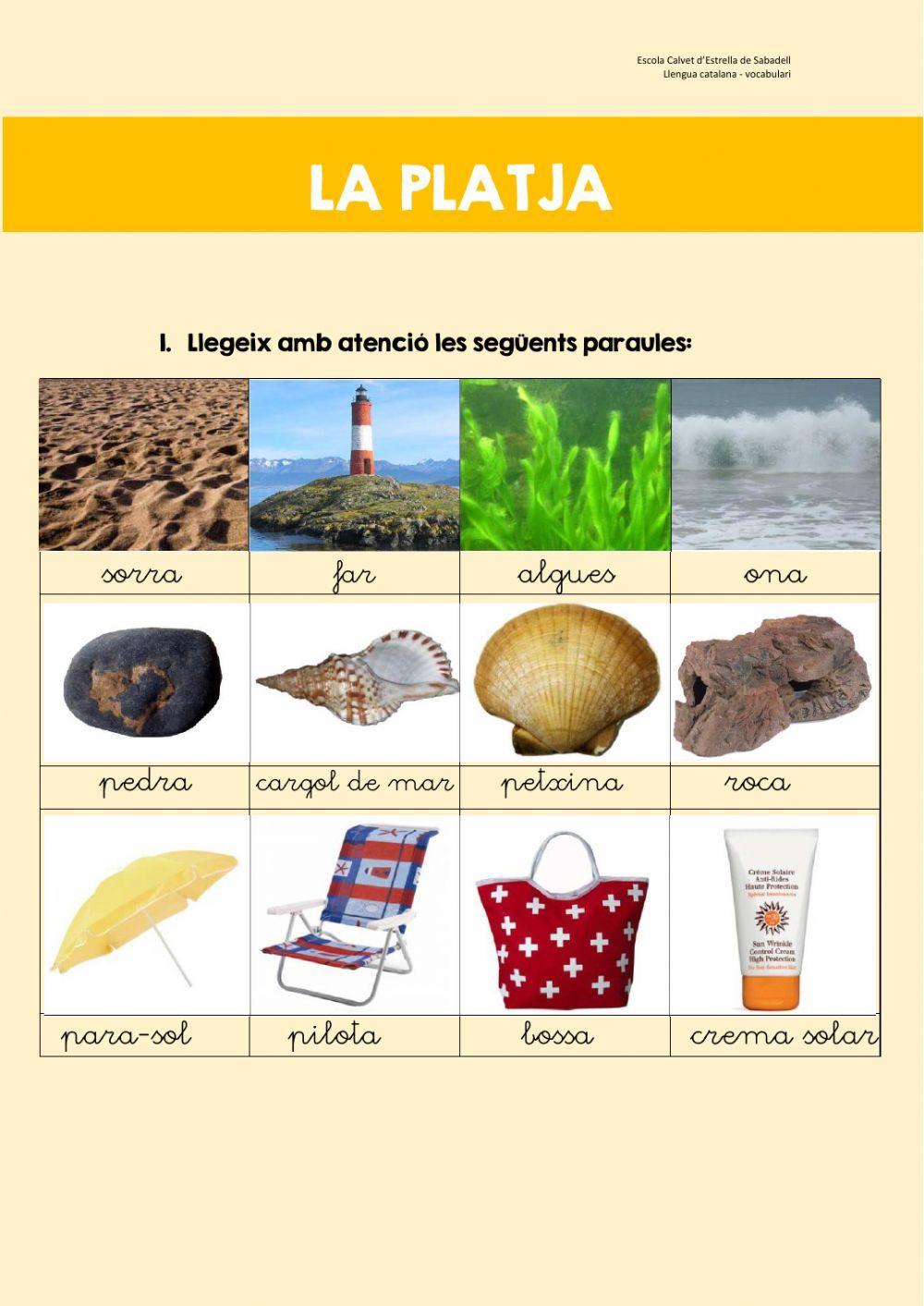 Vocabulari de la platja Vocabulari de la platja