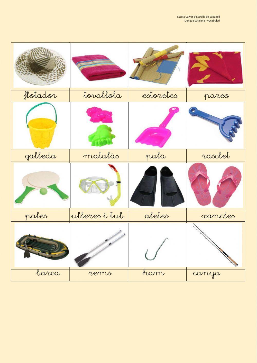 Vocabulari de la platja Vocabulari de la platja