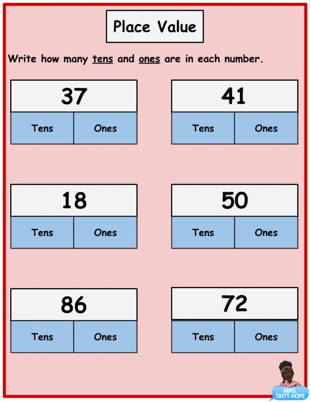 Place Value of 2 Digit Numbers - 2