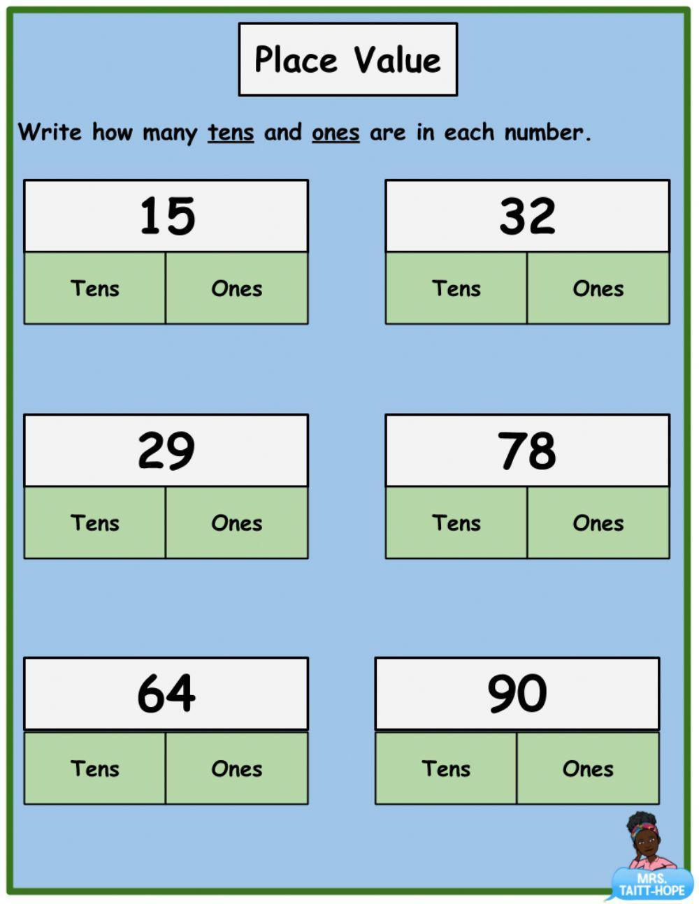 Place Value of 2 Digit Numbers