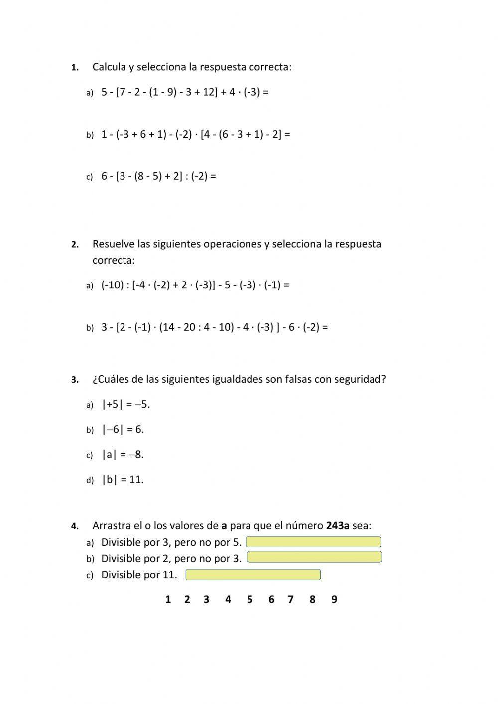 Matemáticas 2ºESO repaso