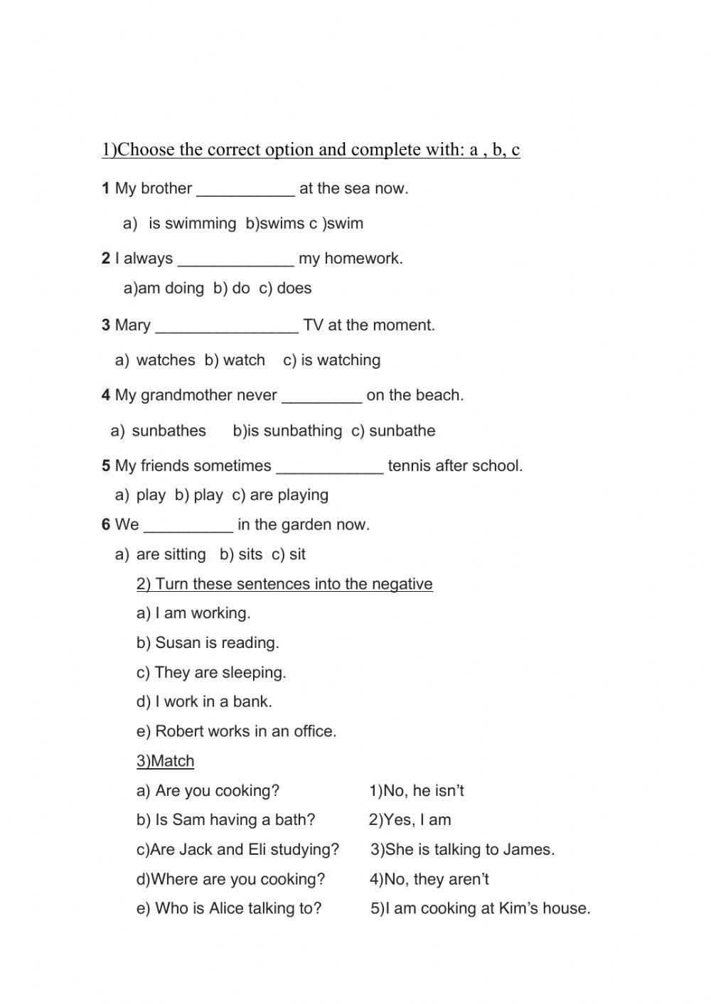 Present continuous vs simple present