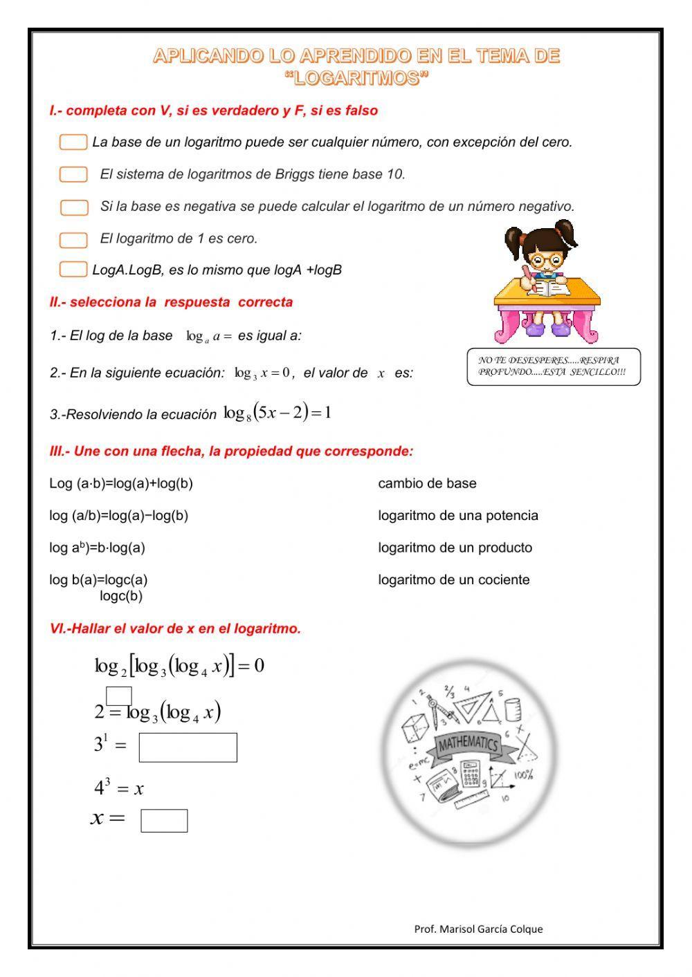 Aplicando lo aprendido en el tema de Logaritmos