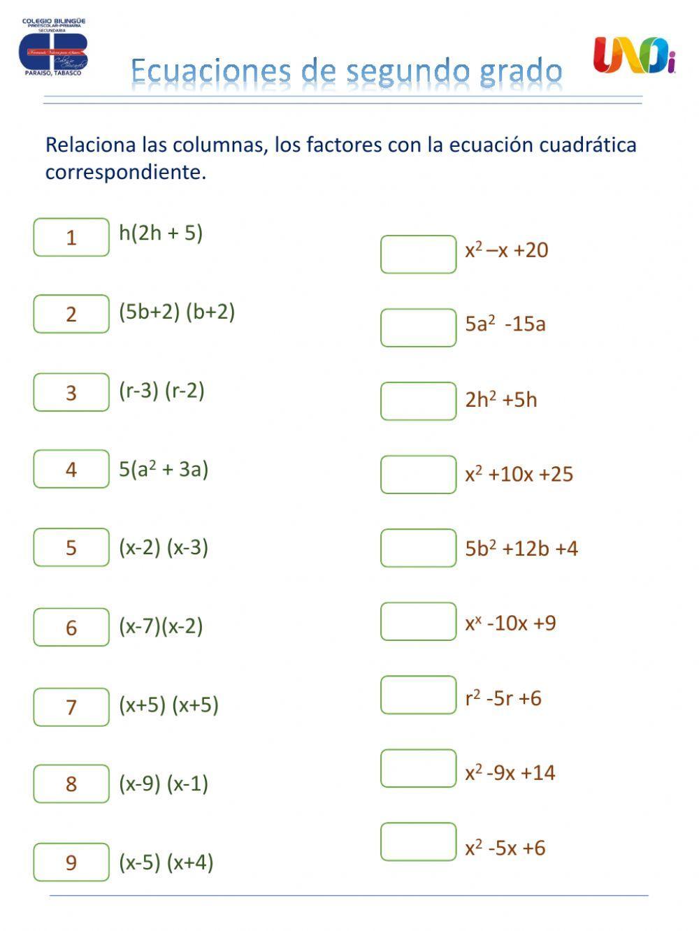 Ecuaciones cuadráticas