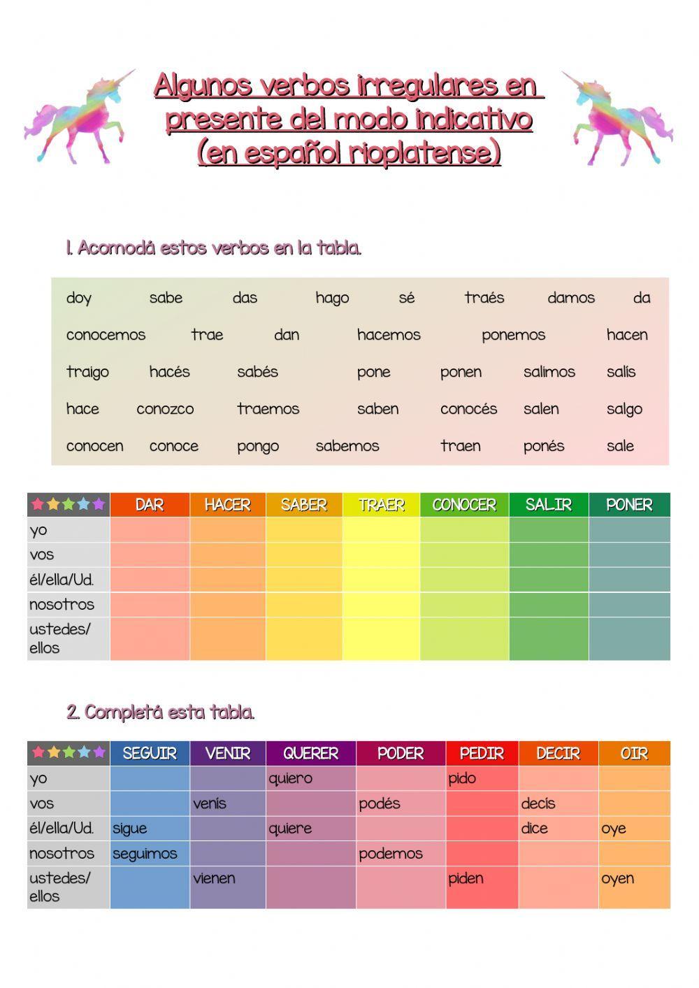 Algunos verbos irregulares en español rioplatense