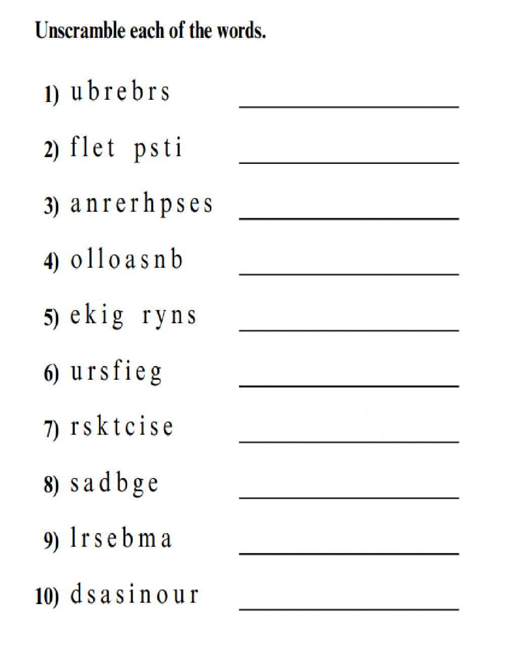 Incredible English 2 Unit 5 Unscramble