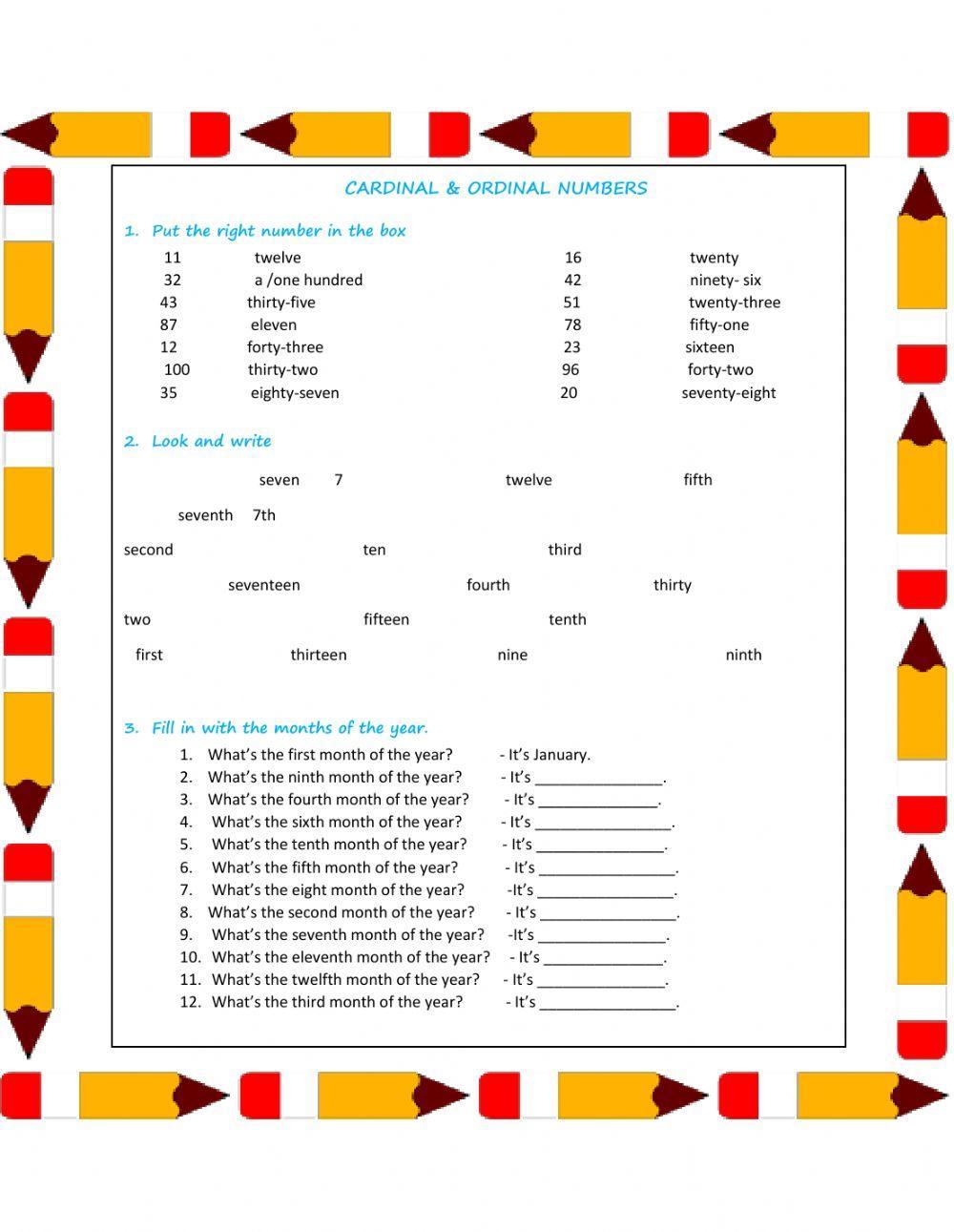 Cardinal & Ordinal Numbers