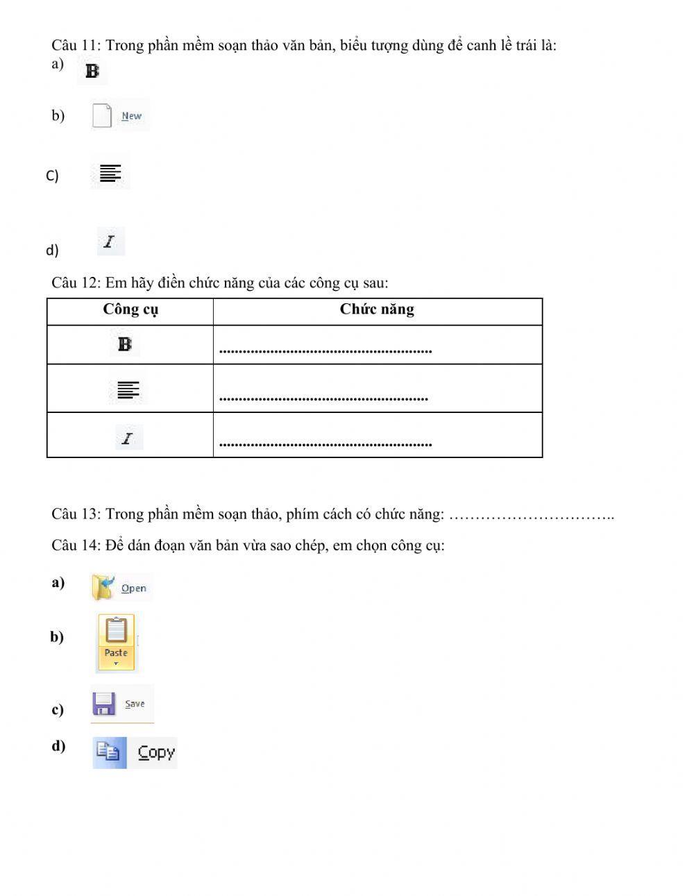 Ôn tập môn tin học lớp 2 -HK2