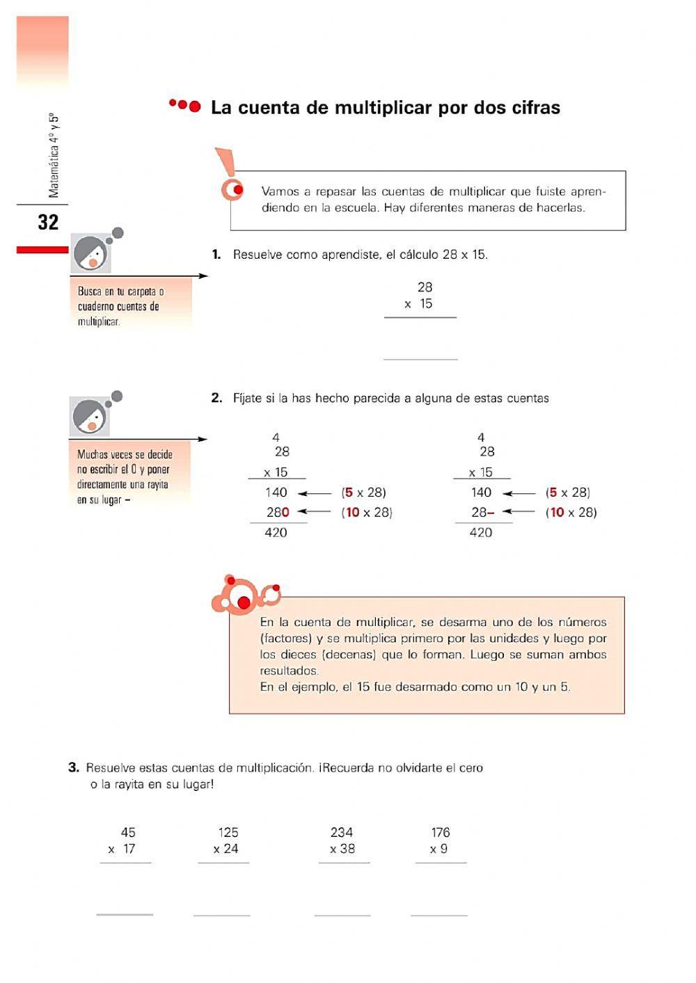 Cuentas de multiplicar. Repaso