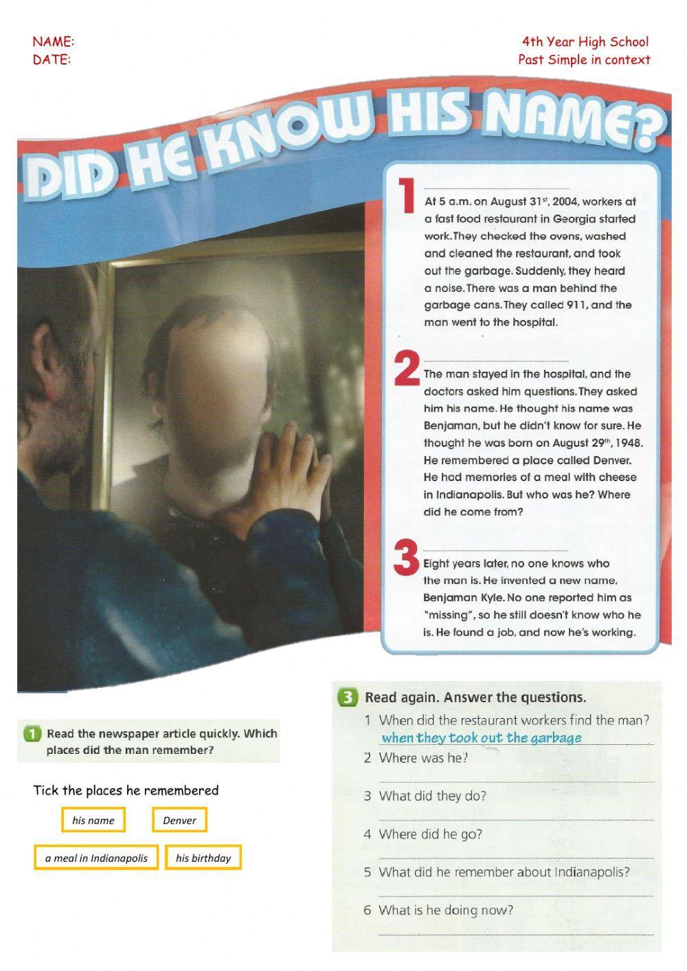 4th - Past Simple in context