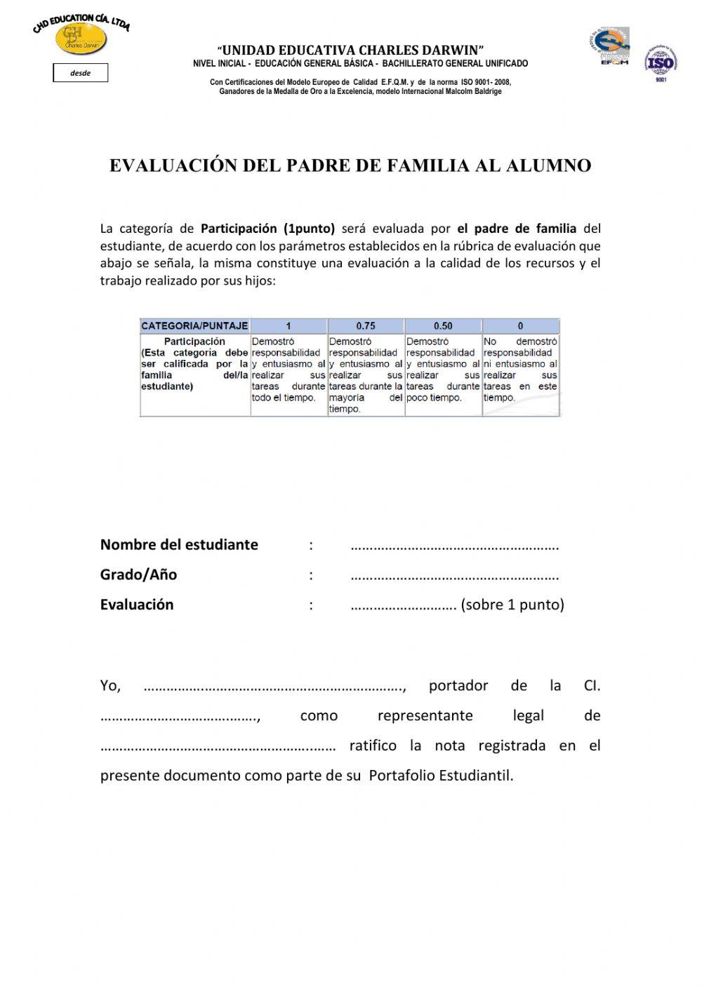 EVALUACIÓN PADRE DE FAMILIA