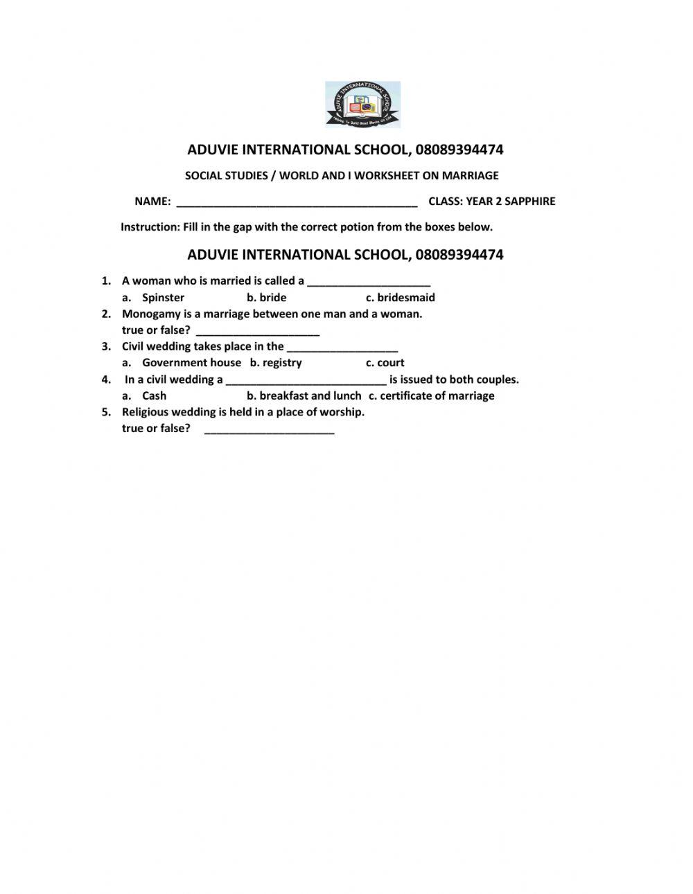 marriage online exercise for Live Worksheets marriage online exercise for Live Worksheets