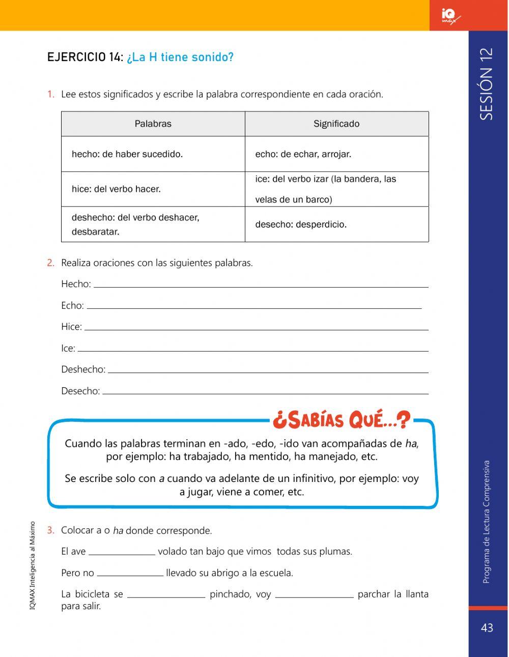 EJERCICIO 14: USO DE  LA H