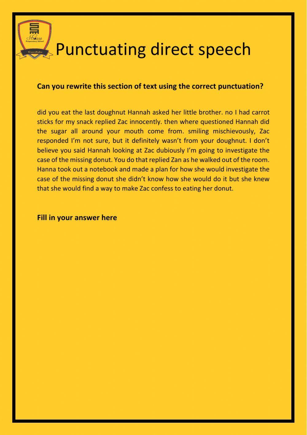 Punctuating Direct Speech