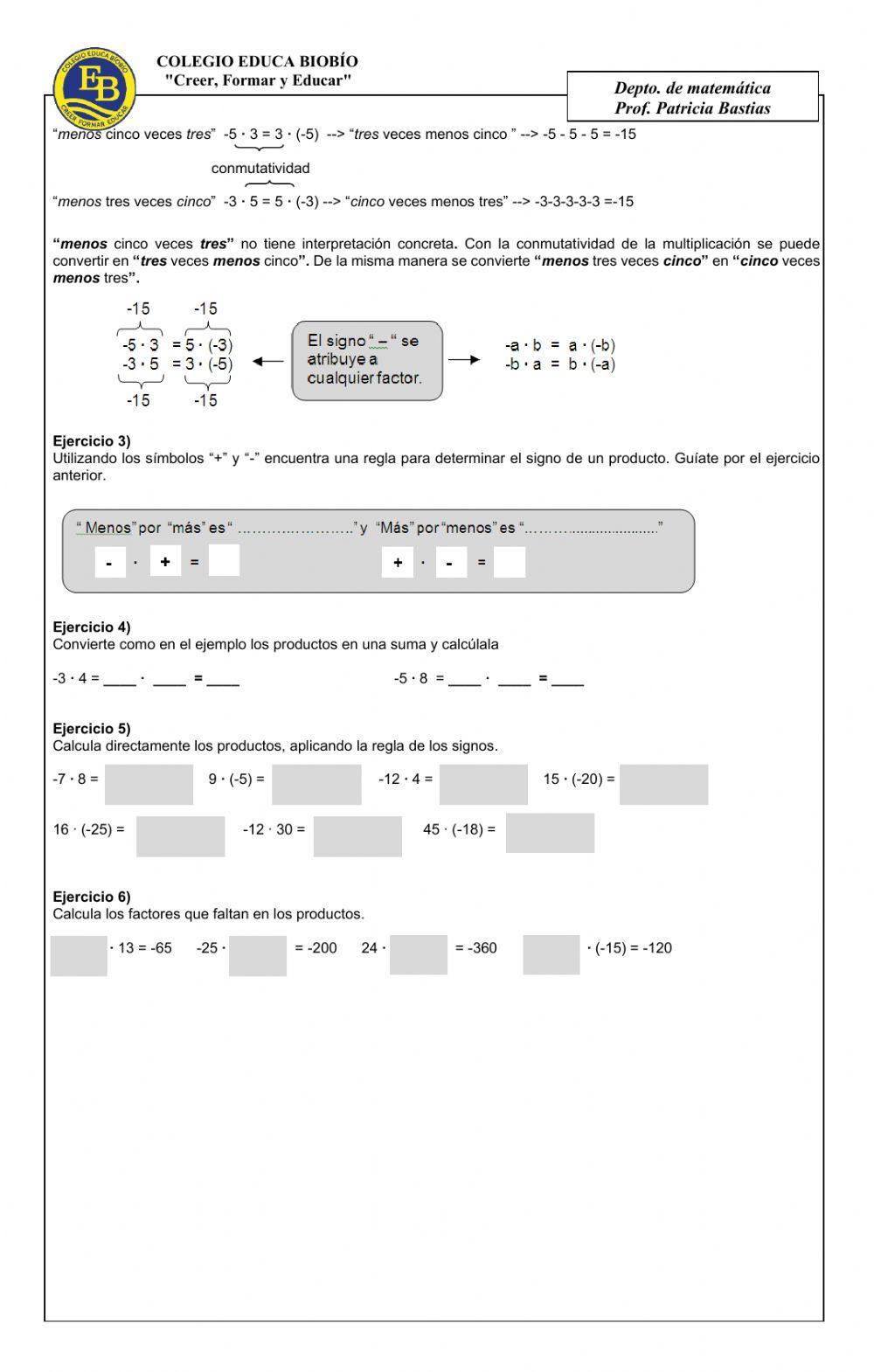 Clase 34 8° Aplican procedimientos usados en la multiplicación de números naturales para multiplicar enteros..doc