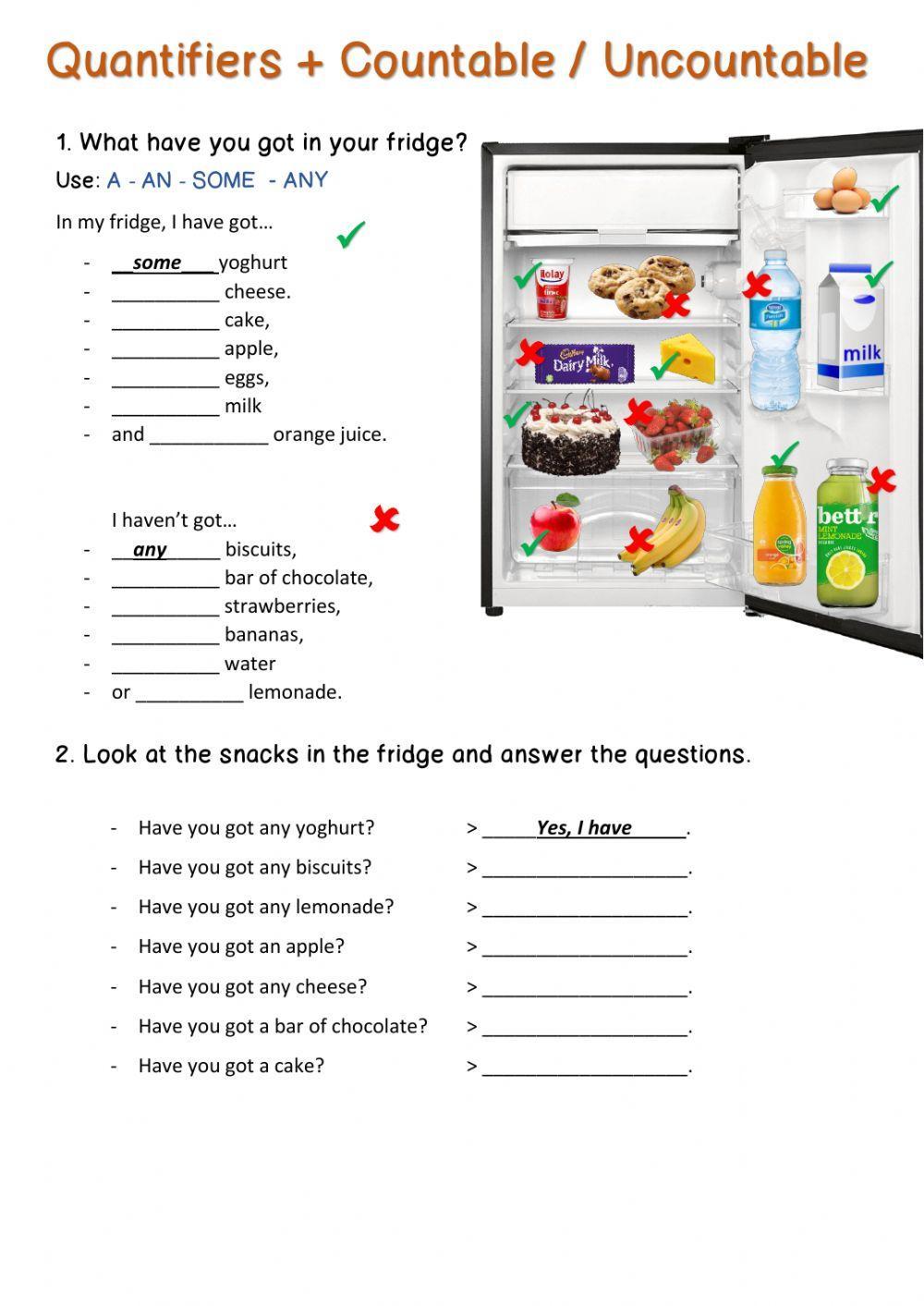 Quantifiers with countable and uncountable nouns