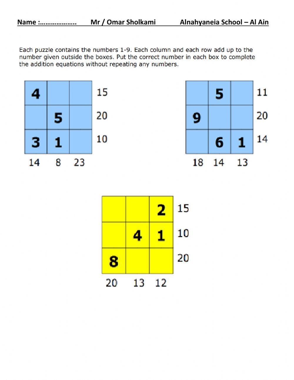 addition-puzzle-grade-1-omar-sholkami-live