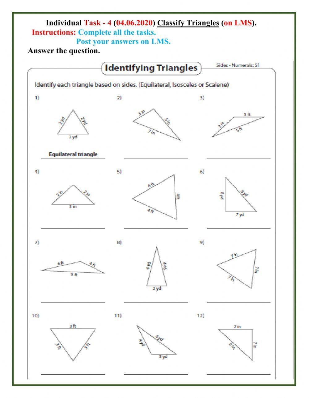 Triangle 4 worksheet Live Worksheets
