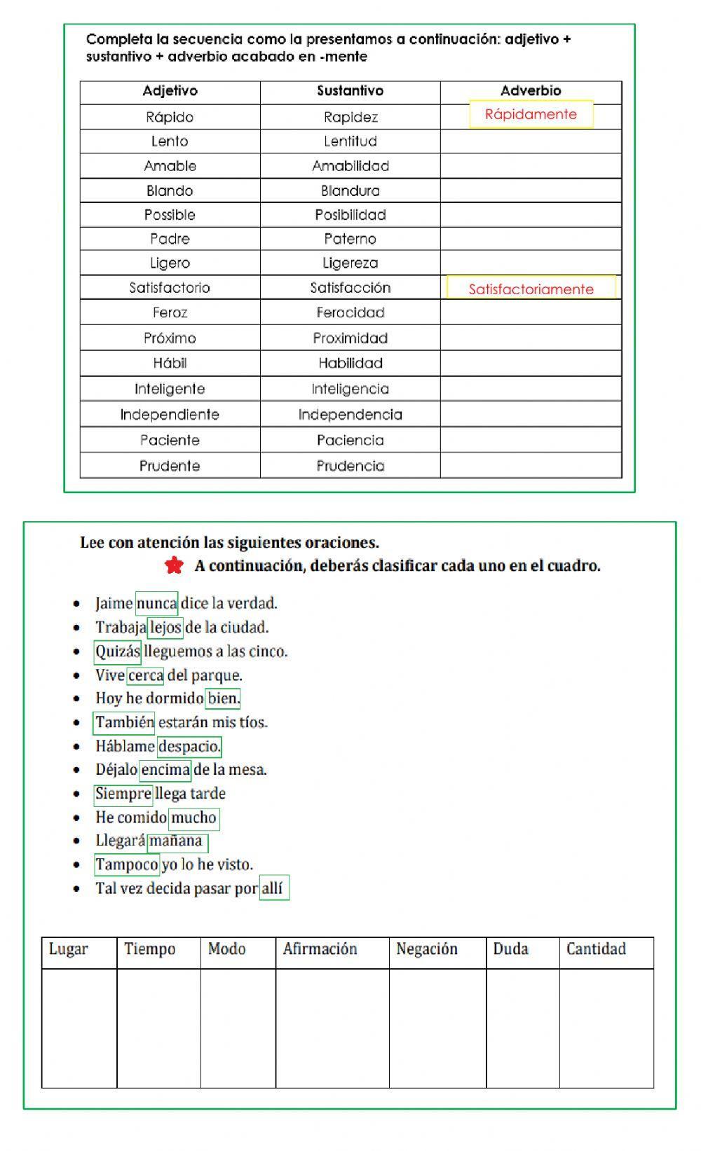 Actividad con Adverbios