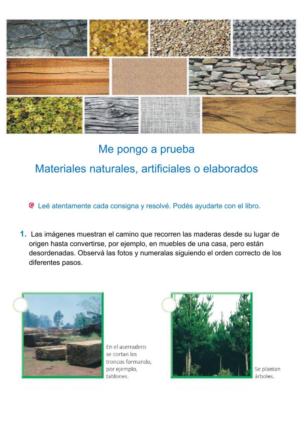 Materiales naturales, artificiales y elaborados