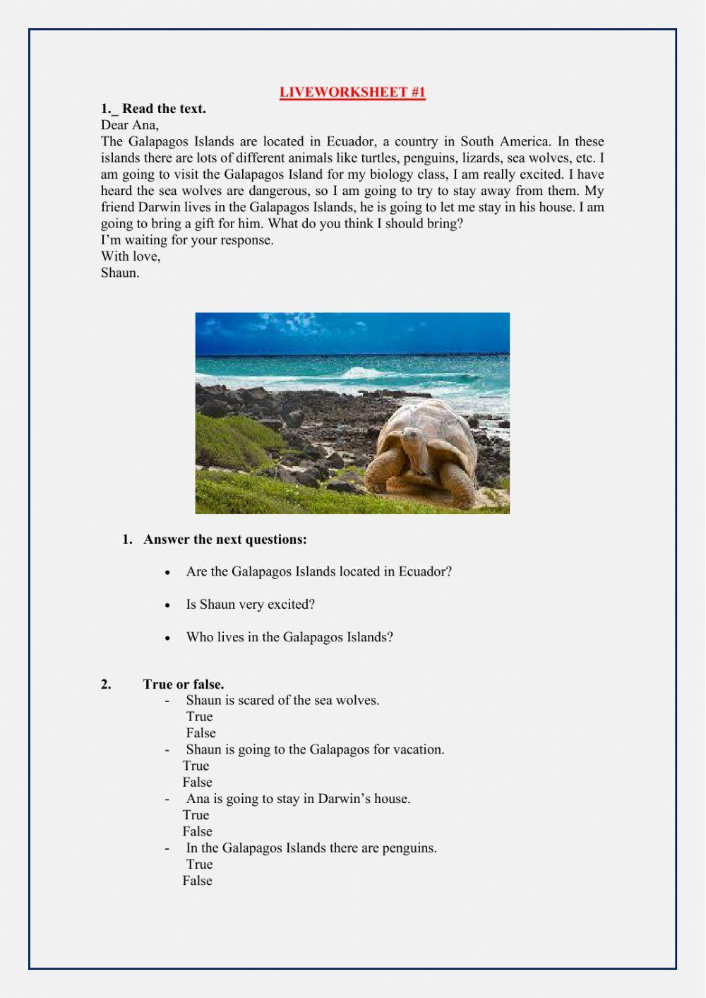 Reading exercise: verb to be