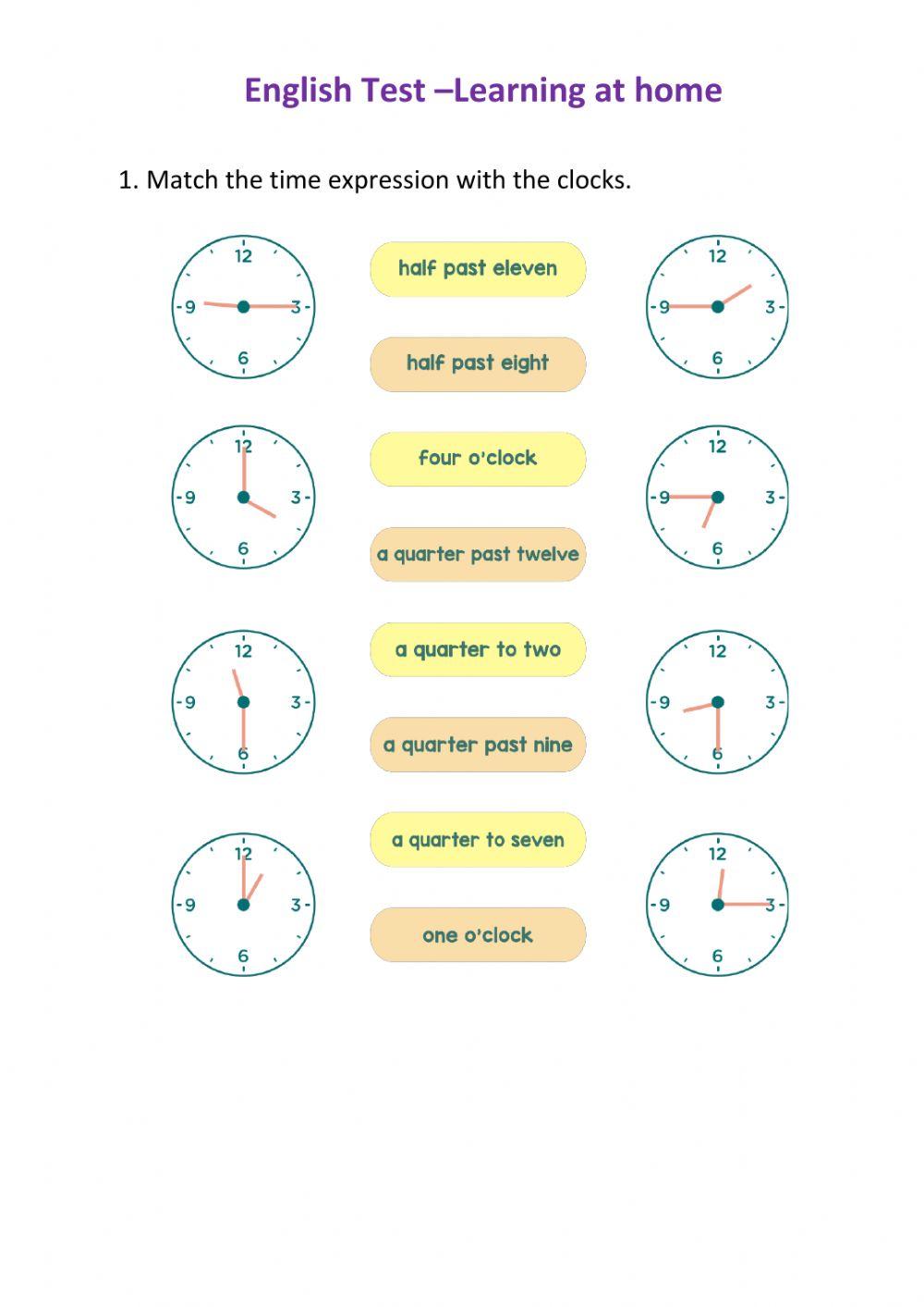 English test - Learning at home