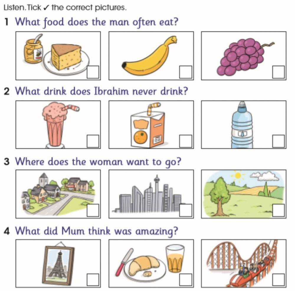 Tick the correct picture-Unit 9- lesson 12