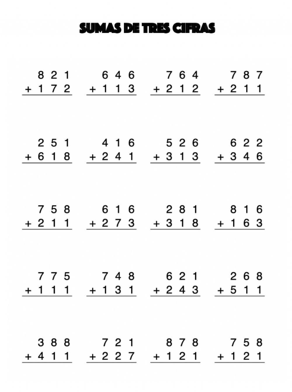 Sumes de tres xifres sense portar