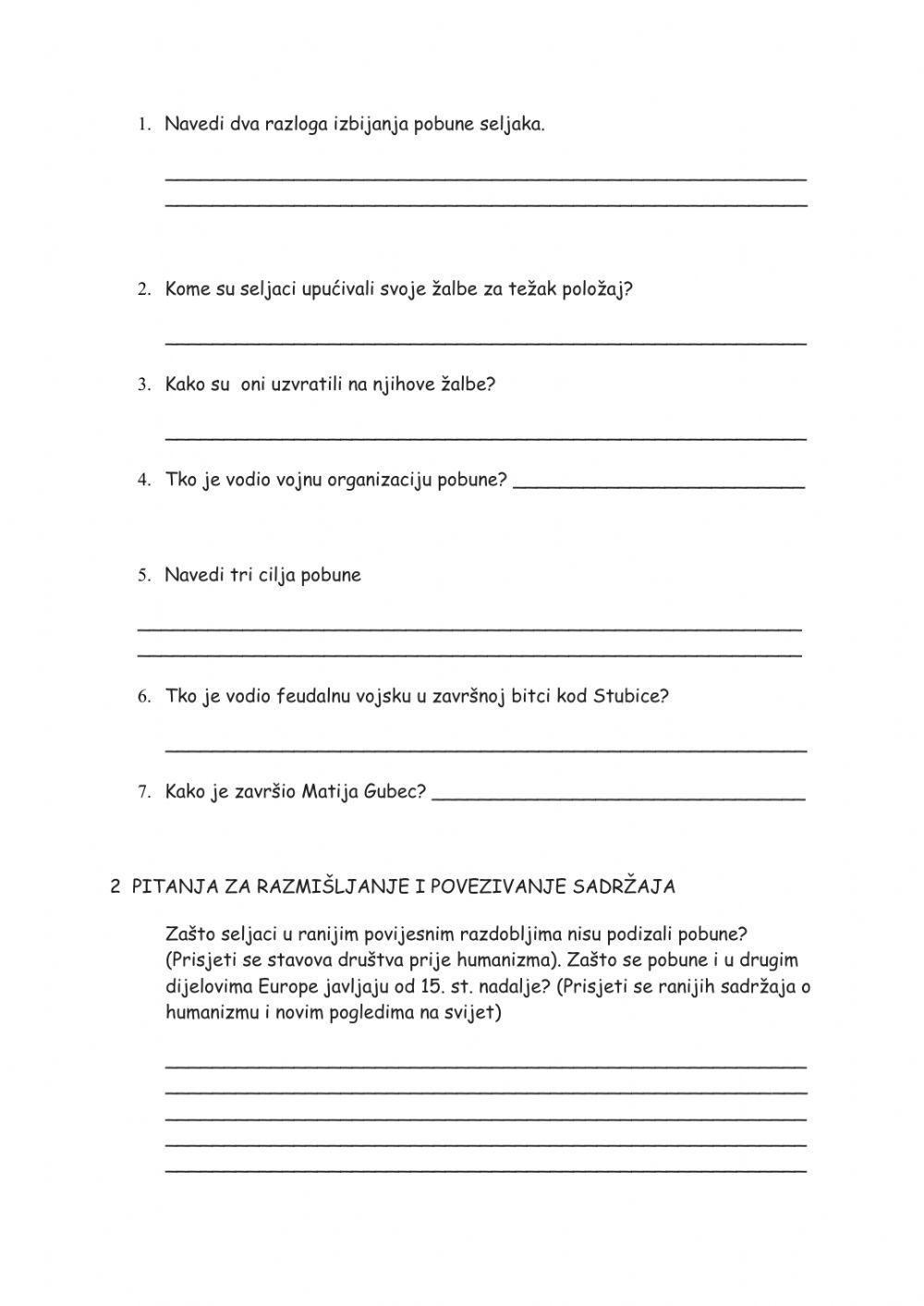 Istraživački rad - Seljačke bune