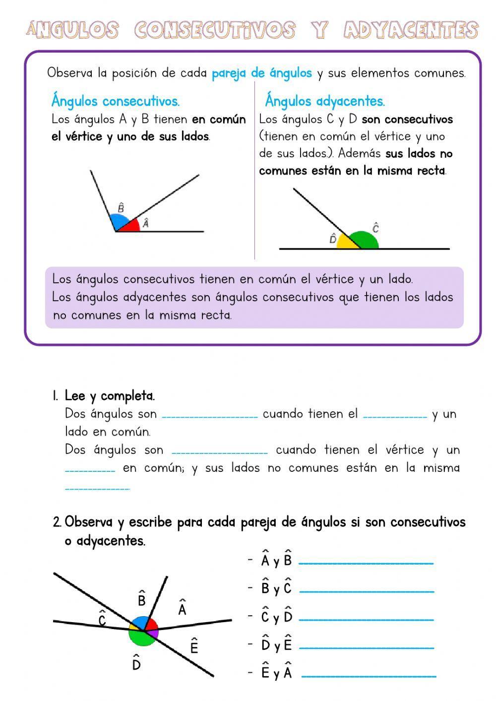 Ángulos consecu… | Free Interactive Worksheets | 254060, image size:1000x1413
