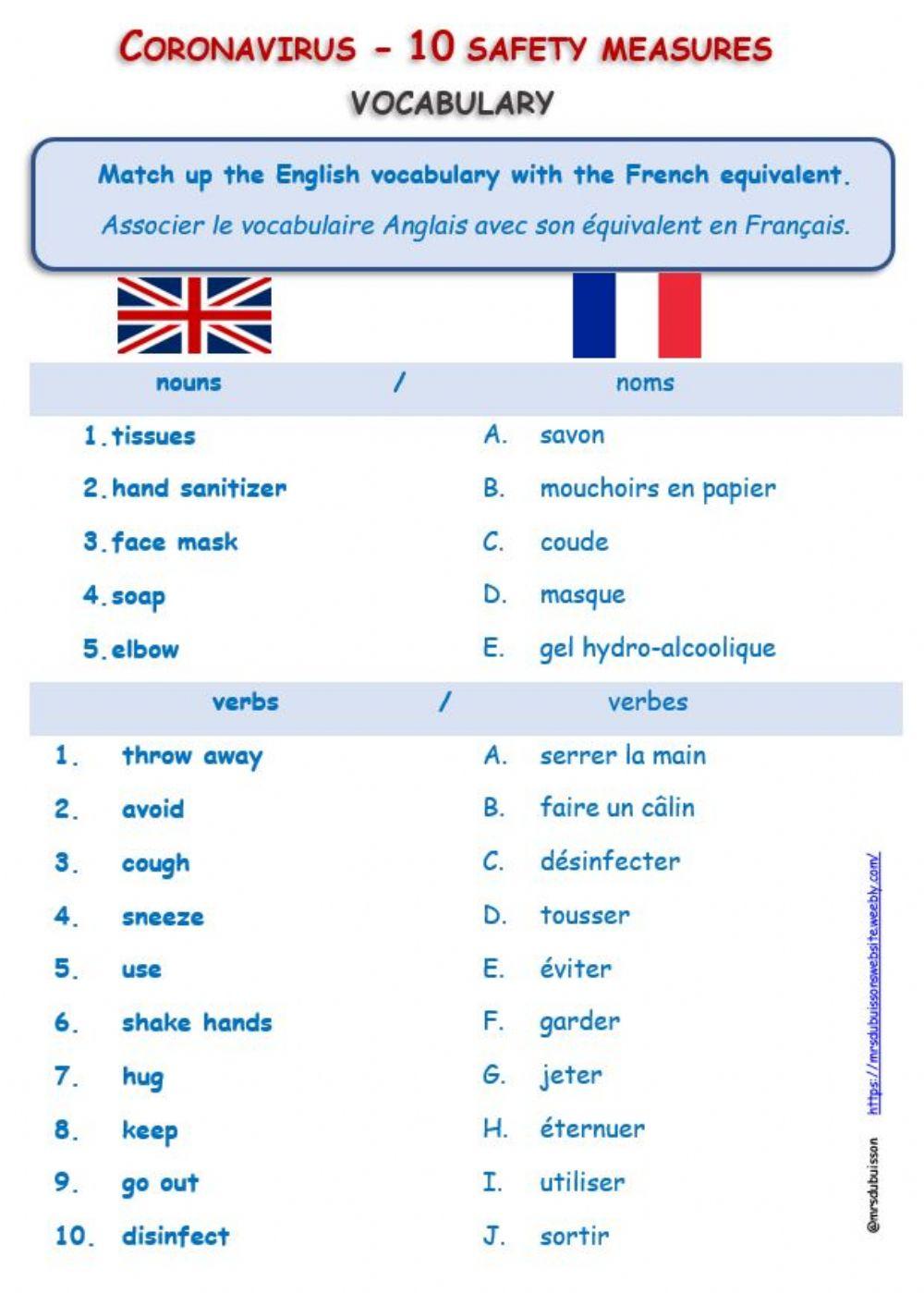 CORONAVIRUS 10 safety measures VOCAB