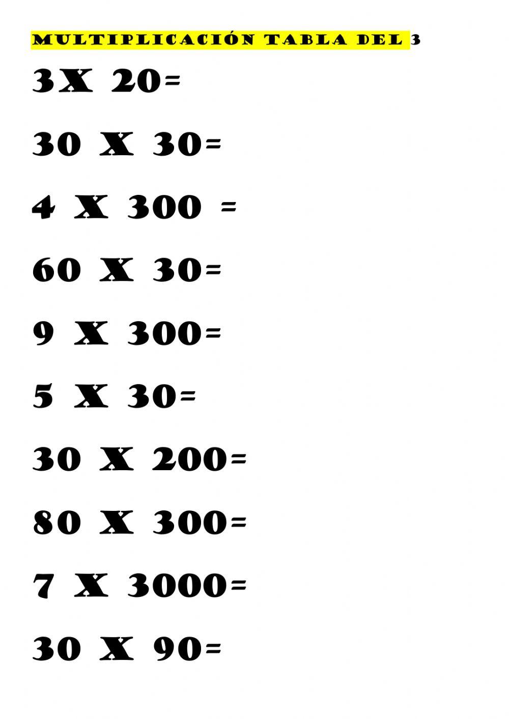 Tabla del 3 extendida
