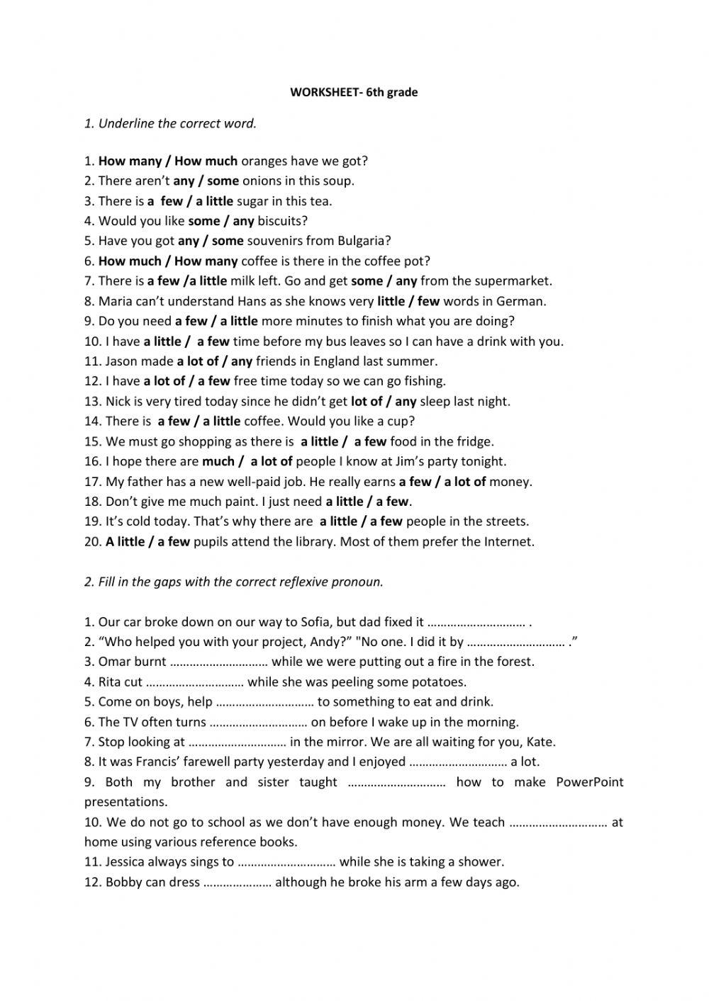 Worksheet 6 th grade worksheet Live Worksheets