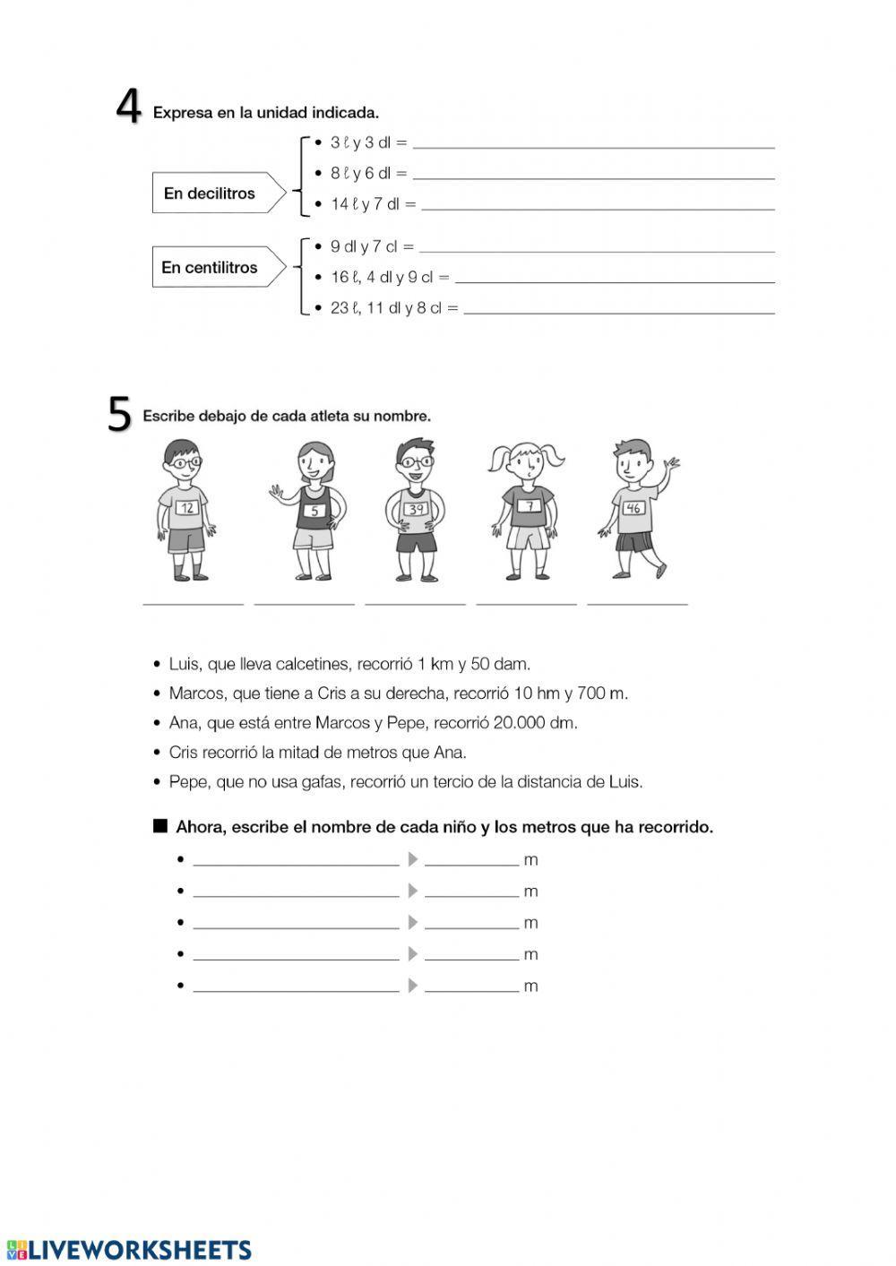 Medidas de longitud, capacidad y masa