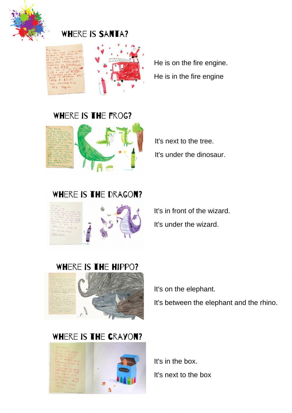 Prepositions OF PLACE. THE DAY THE CRAYONS QUIT