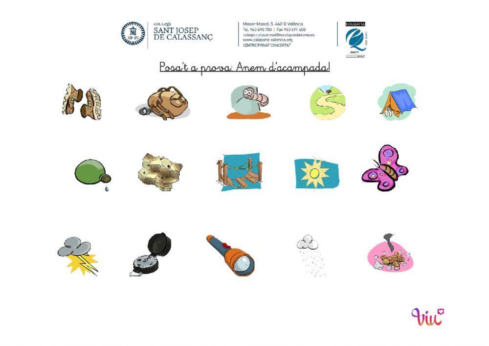 Posa't a prova! Vocabulari Anem d'acampada.