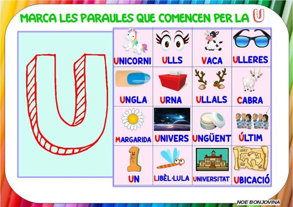 Marca les que comencen per u Marca les que comencen per u