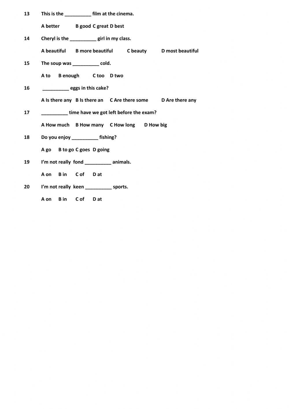 Worksheet- Revision