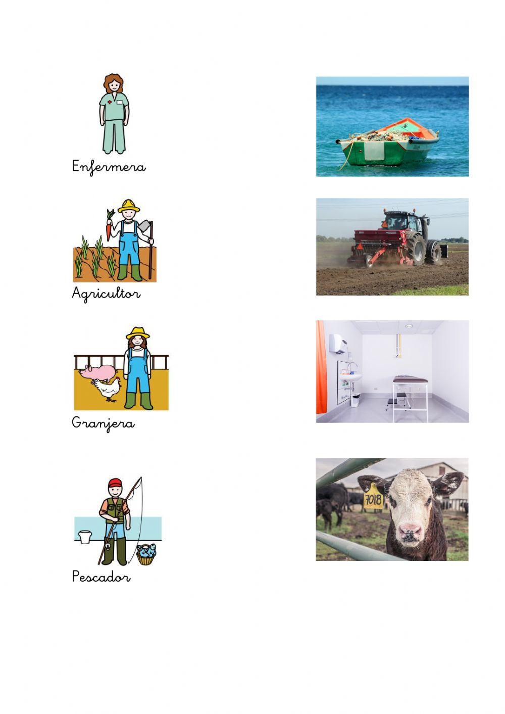 Las profesiones. Lugares y herramientas.