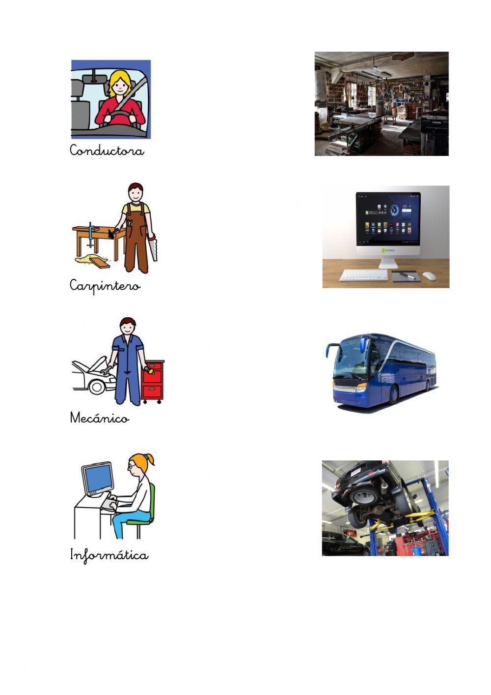 Las profesiones. Lugares y herramientas.
