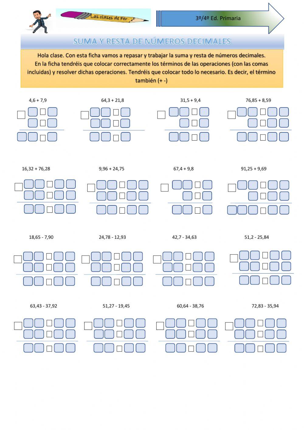 Sumas-restas nº decimales i