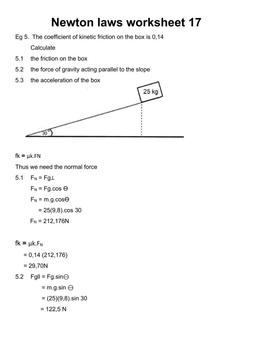 Newton laws worksheet 17