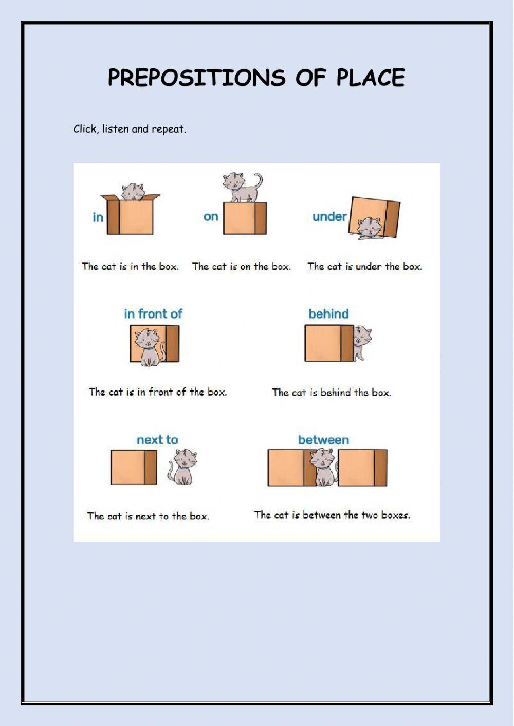 Prepositions of place