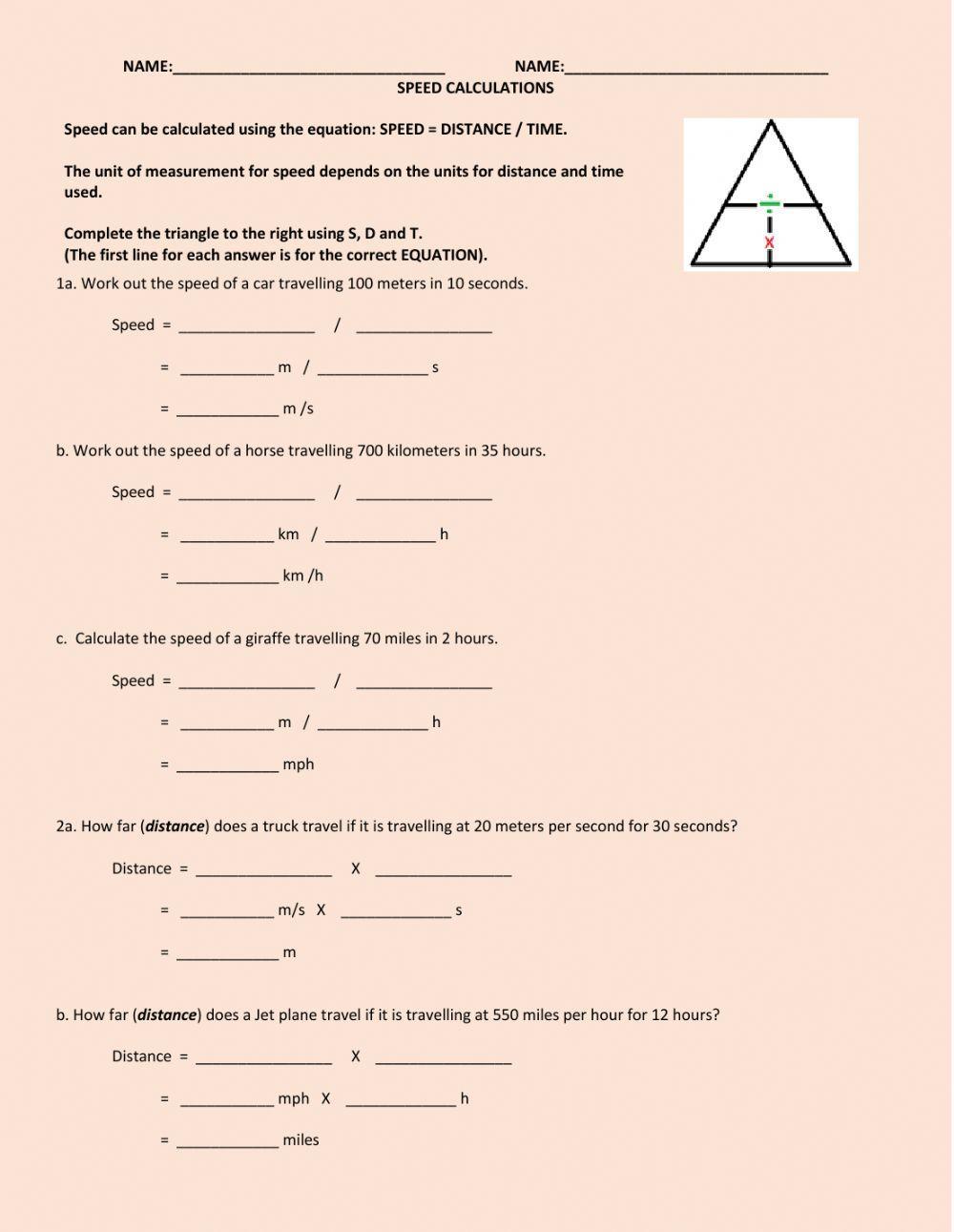 Speed calculations