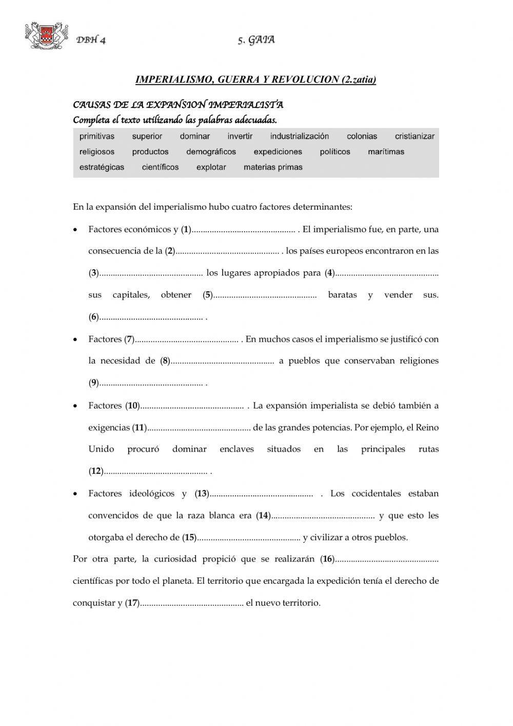 (4 ESO) Imperalismo y guerra (2)