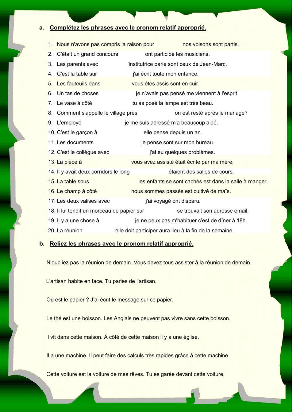 Les pronoms relatifs composés