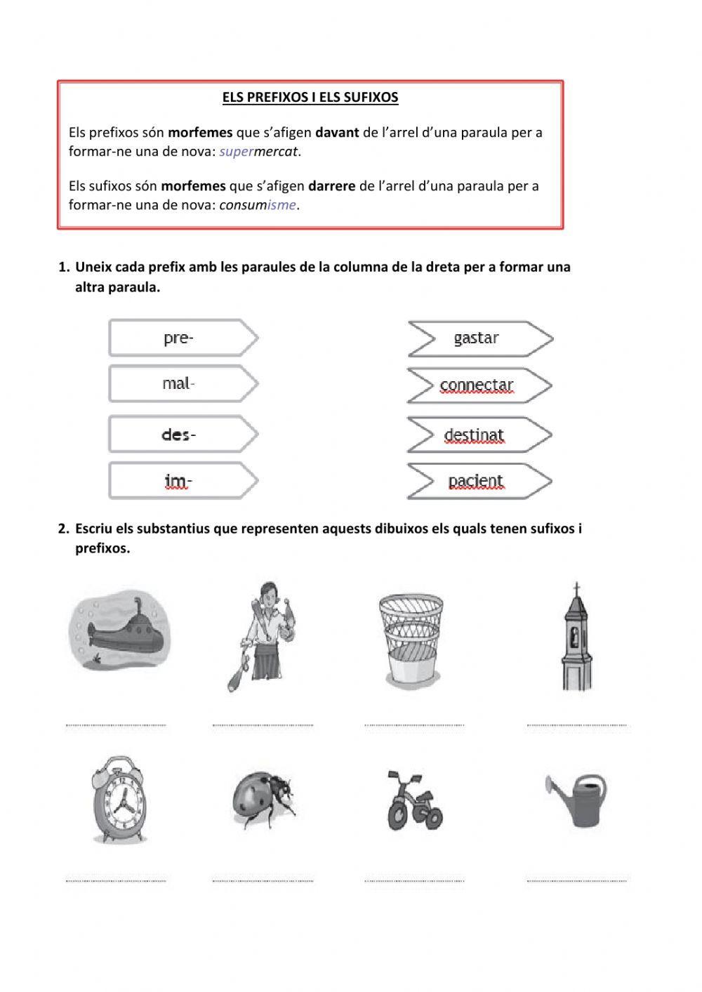 Prefixos i sufixos - família de paraules
