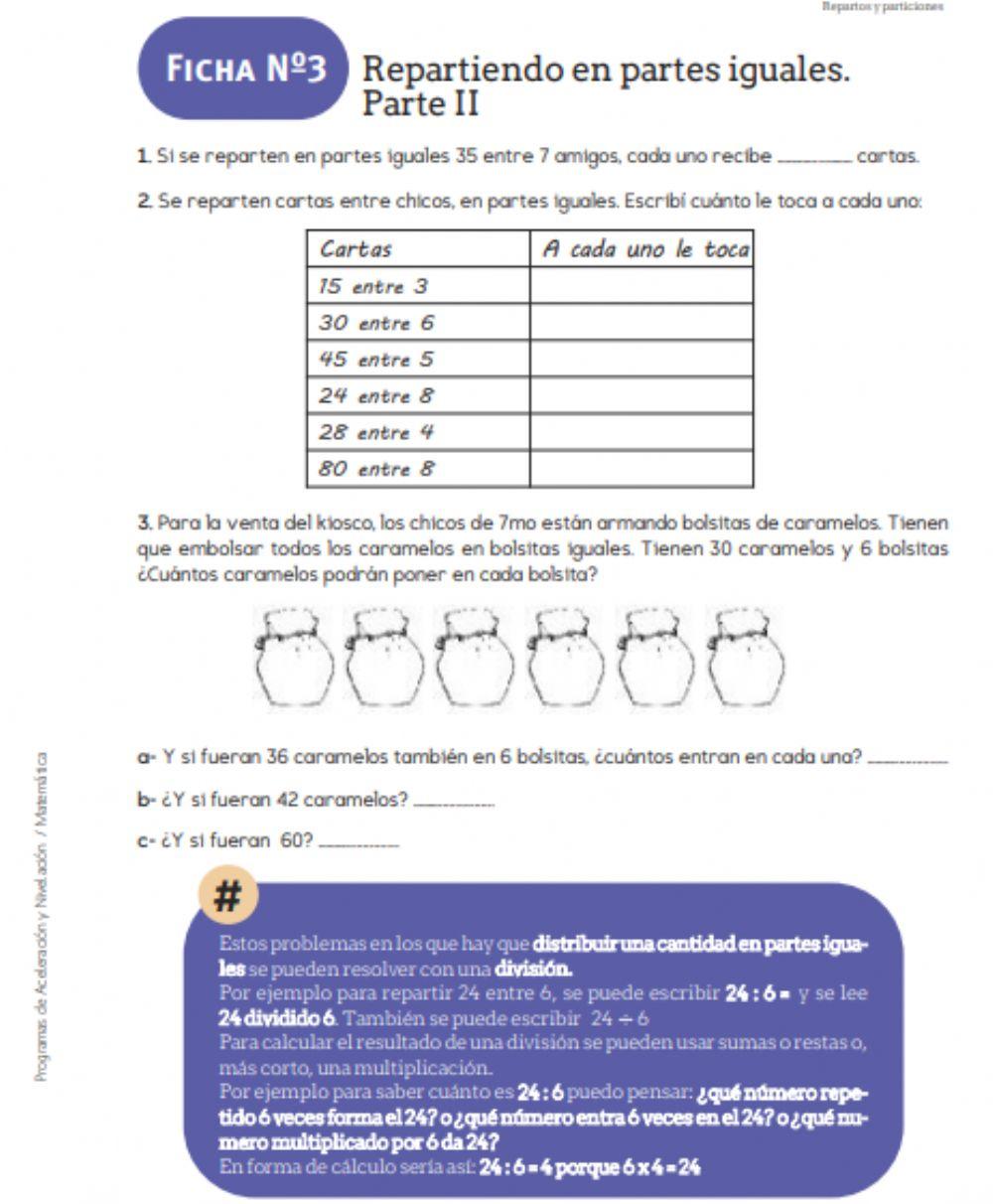 Trayectorias 2 reparto en partes iguales